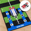 Putting-Starterset: Putting-Matte 3 m mit dem Groove Putting Mirror darauf, im Kreis der EyeLine Golfball Liner mit Stift