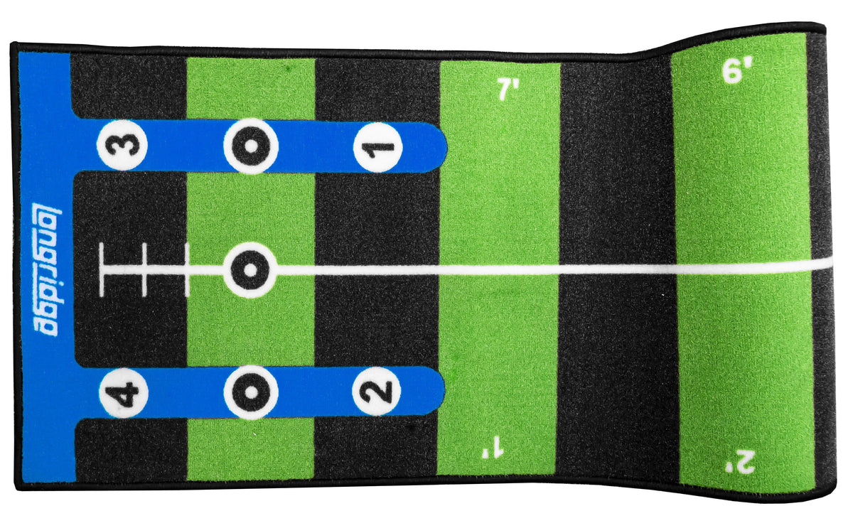 Indoor-Putting-Matte mit nummerierten Zielkreisen und Distanzmarkierungen für das Training zu Hause