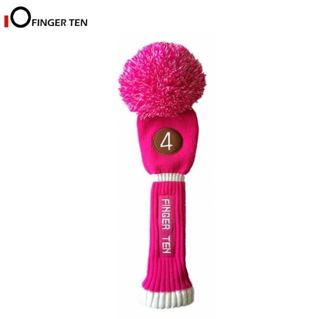 Finger Ten - Pom Pom Strick Schlägerhaube Schlägersocke Head Covers Driver Fairway Hybrid (1 3 4 5)