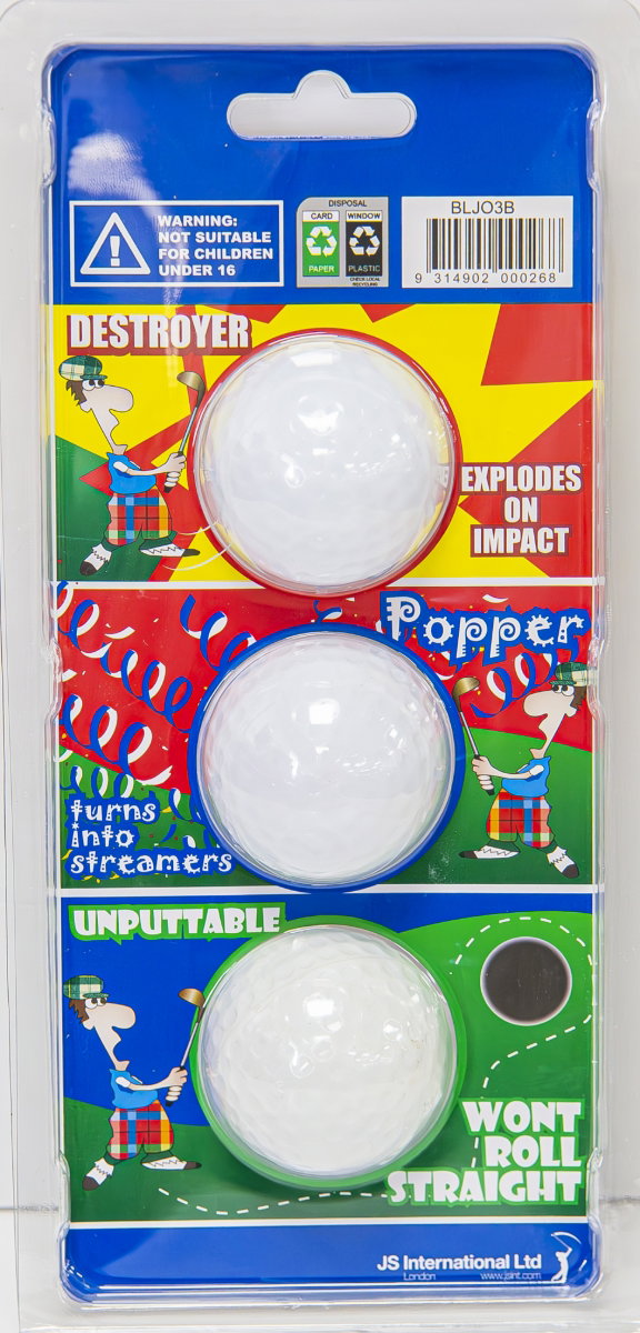 Joke Balls Verpackung mit Produkthinweisen