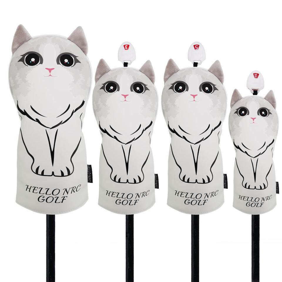 Golf Headcover Weiße Katze Ragdoll – PU-Leder Schlägerkopfhülle