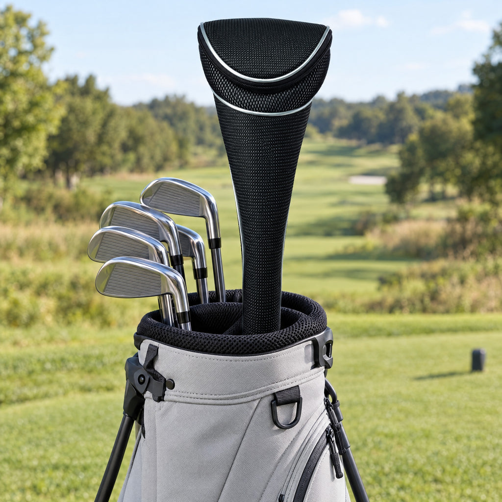 MAGNETIX magnetische Schlägerhaube auf dem Driver im Golfbag