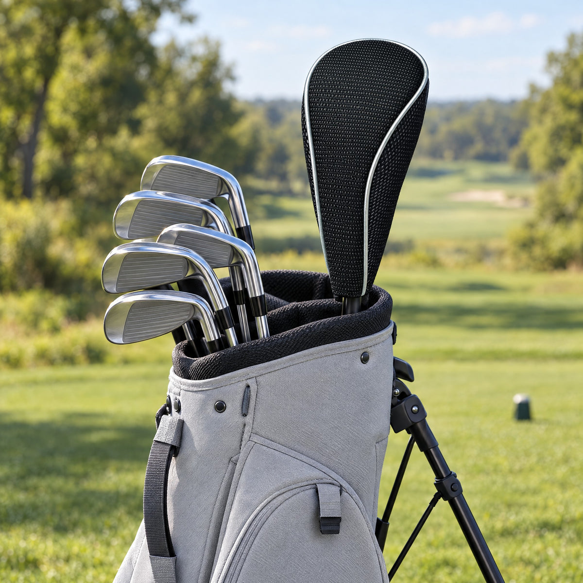 MAGNETIX magnetische Schlägerhaube auf einem Fairwayholz im Golfbag