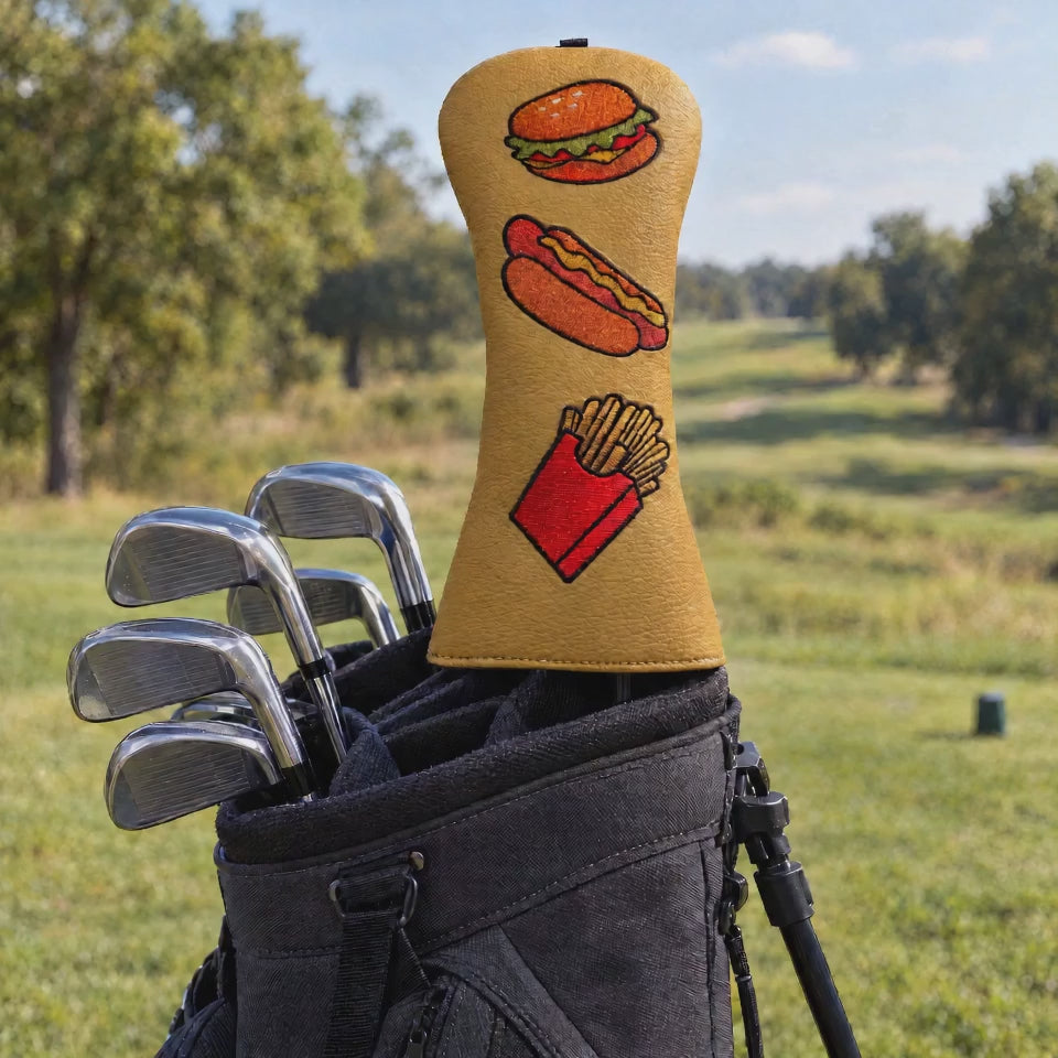Golf Headcover Hamburger aus PU-Leder auf dem Driver im Golfbag – Produktvideo