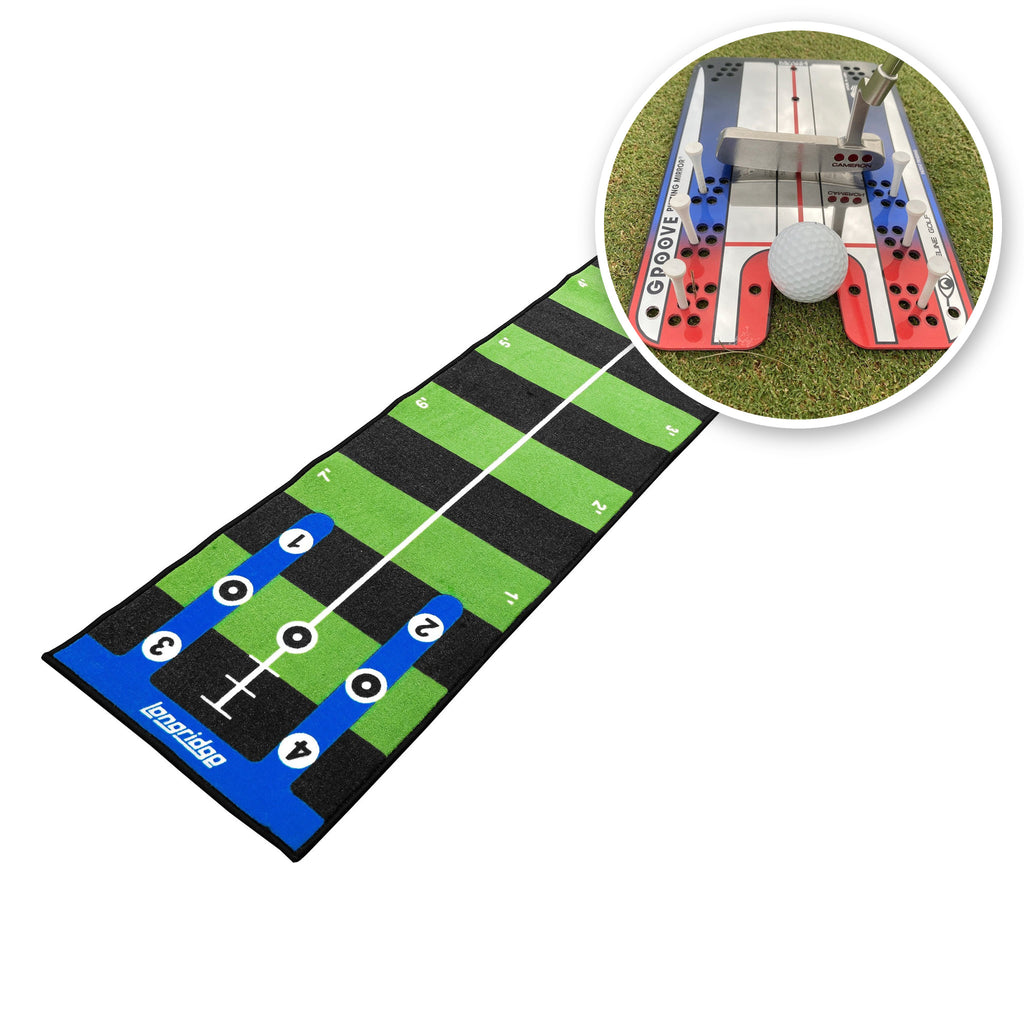Putting Matte 3 m im Set mit dem Groove Putting Mirror: der Putting-Spiegel im Einsatz