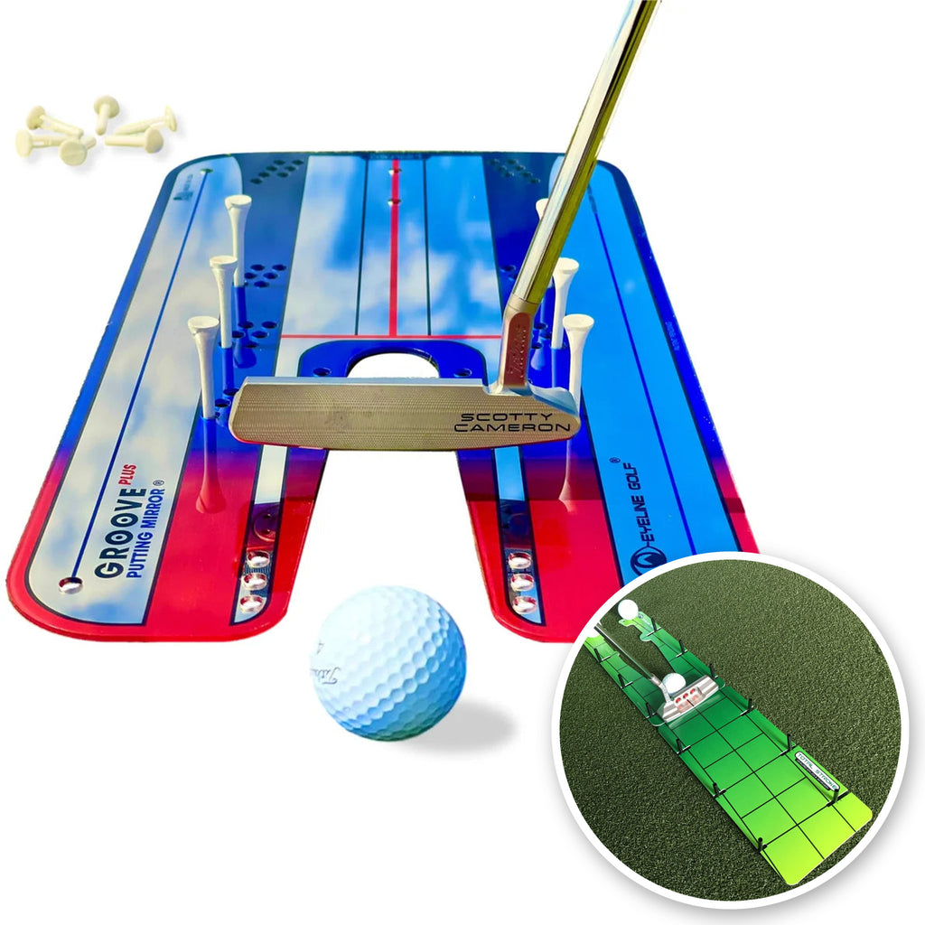 Groove PLUS Putting Mirror im Set mit dem Total Stroke Putting System: die Putt-Schablone im Einsatz
