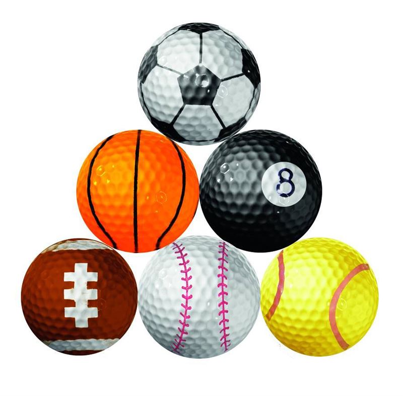 Golfbälle mit Sportmotiv - Baseball - Fußball - Basketball - Snooker - Football - Tennis Zweitbild