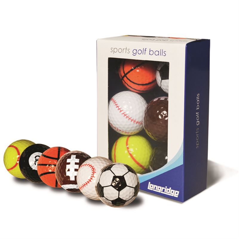 Golfbälle mit Sportmotiv - Baseball - Fußball - Basketball - Snooker - Football - Tennis