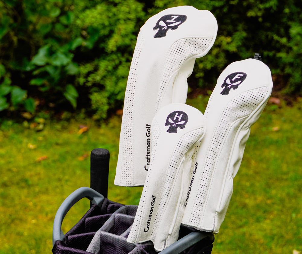 Golf Schlägerhauben für Driver Fairway Utility Hybrid mit Nummerntags Totenkopf Stickerei