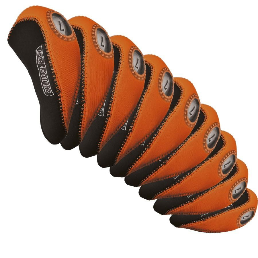 Golf Eisen Headcover / Schlägerhauben EZE Golf orange mit Sichtfenster für den Schläger - G-O-A-L-F Hauptbild