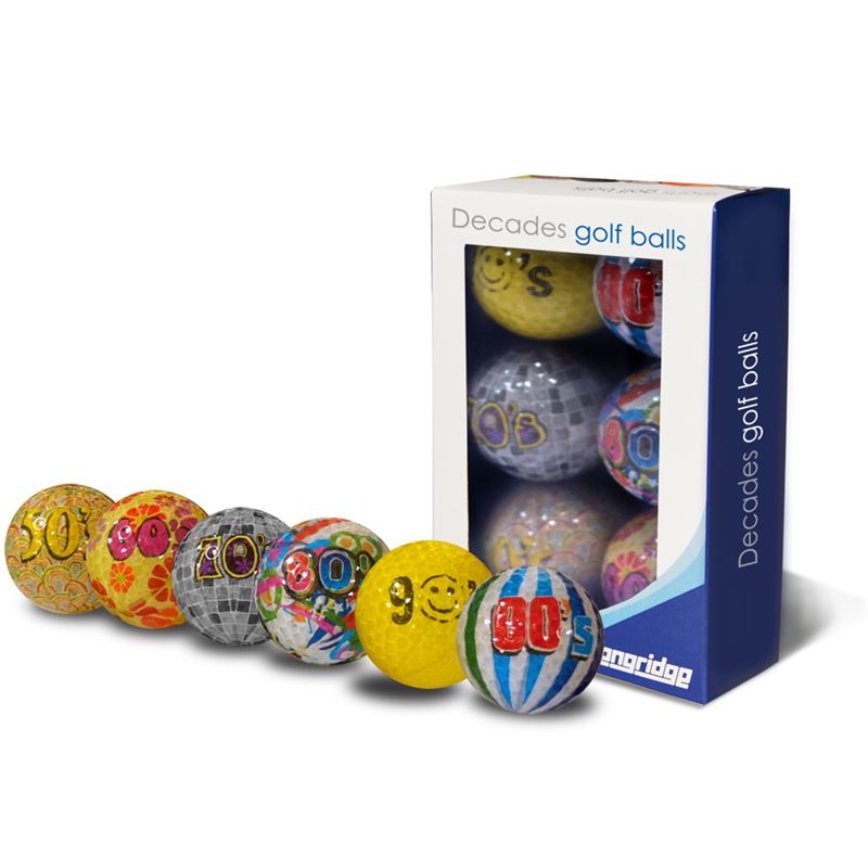 Golfbälle - Dekaden - Jahrzehnte 50er, 60er, 70er, 80er, 90er und 00er
