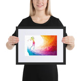 Gerahmtes Poster aus mattem Papier mit Passepartout - Frau beim Golfschlag - G-O-A-L-F