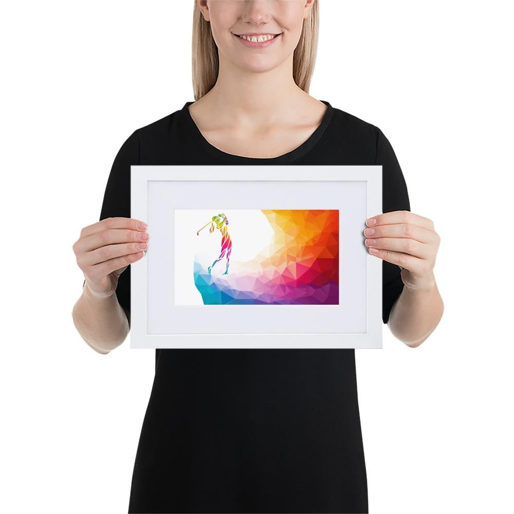 Gerahmtes Poster aus mattem Papier mit Passepartout - Frau beim Golfschlag - G-O-A-L-F Hauptbild